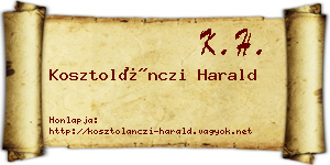Kosztolánczi Harald névjegykártya
